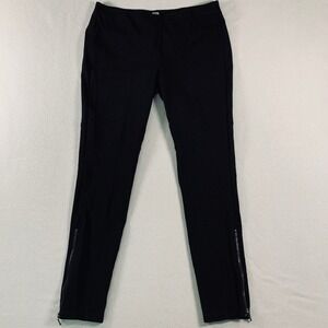 Eileen Fisher Women's Pull On Stretch Ponte Pants Ankle Zip Black Petite PS/PP